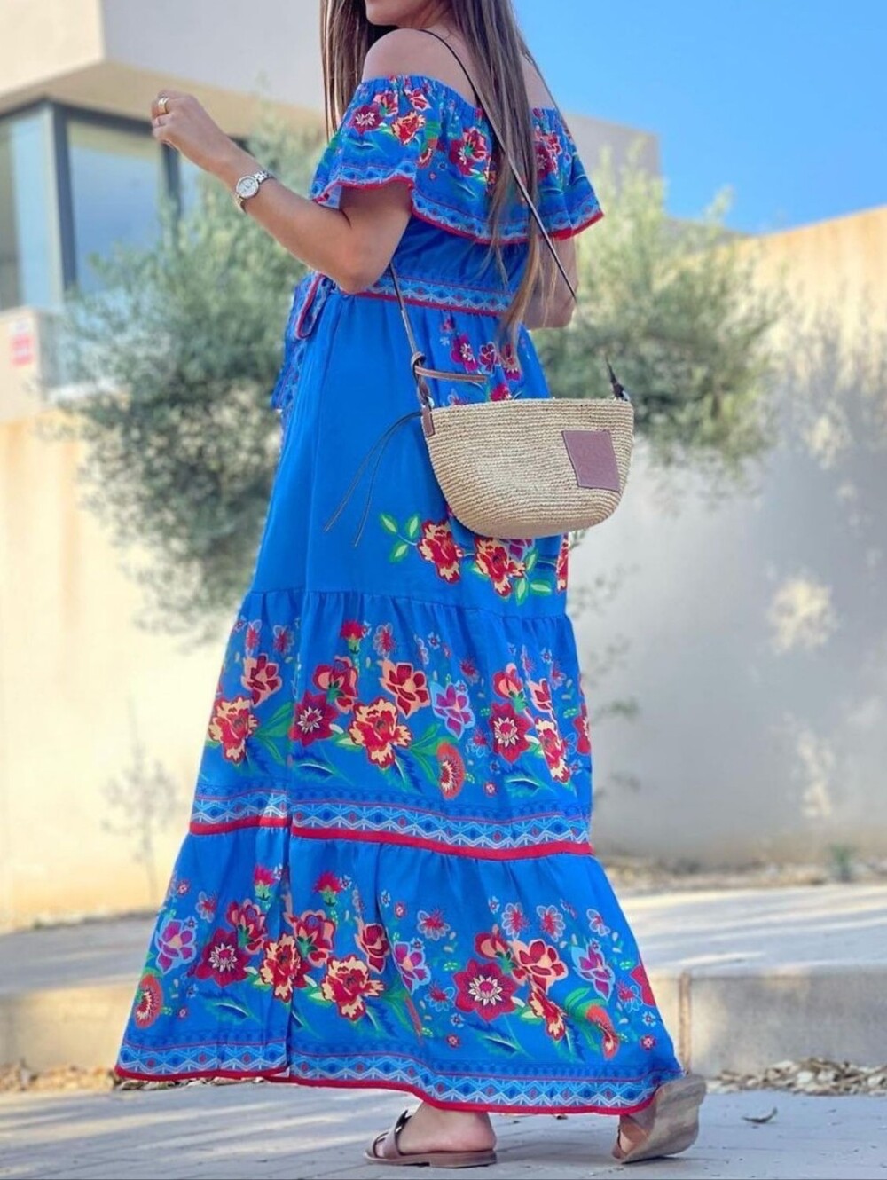 Summer Blossom Ruffle Maxi - Blue - Picture 3 of 5
